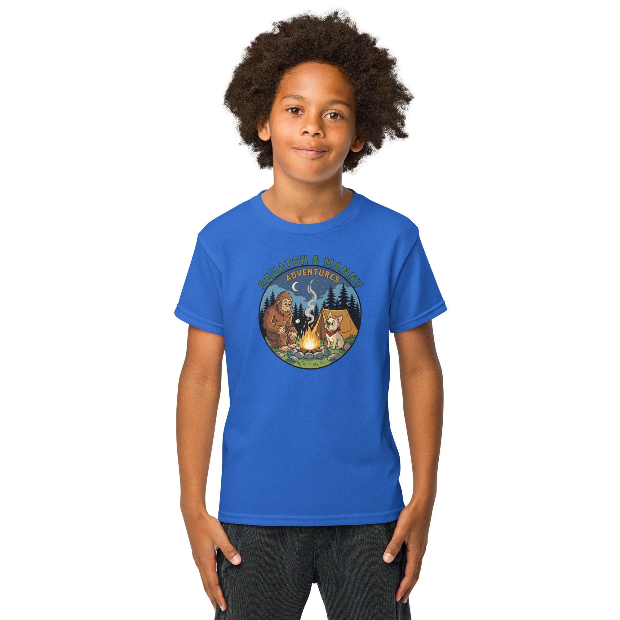 Manny and Squatch camping Youth t-shirt – Wild Child Designs MT